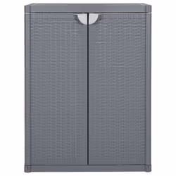 vidaXL Garden Storage Cabinet Outdoor Organiser Storage Cabinet PP Rattan - 2 shelves