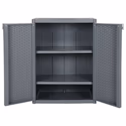 vidaXL Garden Storage Cabinet Outdoor Organiser Storage Cabinet PP Rattan - 2 shelves - Additional view 5