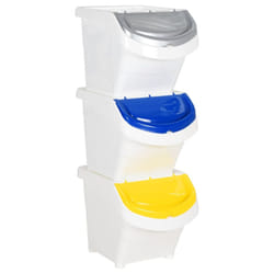 vidaXL Stackable Waste Bins Trash Garbage Can Rubbish Box with Lids 3pcs PP - white, 78 l