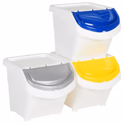vidaXL Stackable Waste Bins Trash Garbage Can Rubbish Box with Lids 3pcs PP - white, 78 l - Additional view 7