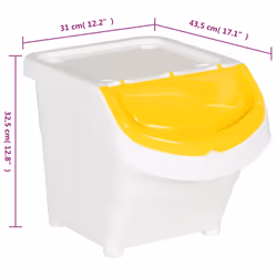 vidaXL Stackable Waste Bins Trash Garbage Can Rubbish Box with Lids 3pcs PP - white, 78 l - Additional view 8