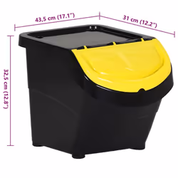 vidaXL Stackable Waste Bins with Lids 3 pcs Black PP 78 L recycling bin