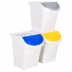 vidaXL Stackable Waste Bins Trash Garbage Can Rubbish Box with Lids 3pcs PP - white, 120 l - Additional view 7
