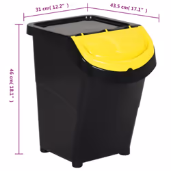 vidaXL Stackable Waste Bins Trash Garbage Can Rubbish Box with Lids 3pcs PP - black, 120 l