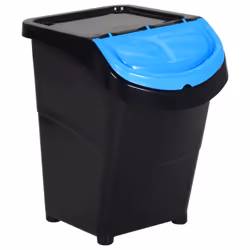 vidaXL Stackable Waste Bins Trash Garbage Can Rubbish Box with Lids 3pcs PP - black, 120 l - Additional view 5