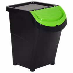 vidaXL Stackable Waste Bins Trash Garbage Can Rubbish Box with Lids 3pcs PP - black, 120 l - Additional view 6