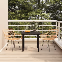 vidaXL 3 Piece Garden Dining Set Poly Rattan