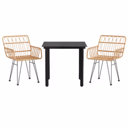 vidaXL 3 Piece Garden Dining Set Poly Rattan