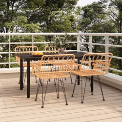 vidaXL 5 Piece Patio Dining Set Poly Rattan