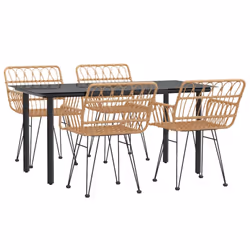 vidaXL 5 Piece Patio Dining Set Poly Rattan