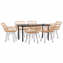 vidaXL 7 Piece Garden Dining Set Poly Rattan - Additional view 2