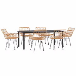 vidaXL 7 Piece Patio Dining Set Poly Rattan