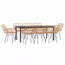 vidaXL 9 Piece Garden Dining Set Poly Rattan - Additional view 2