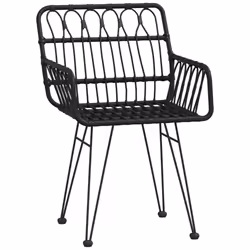 vidaXL 5 Piece Garden Dining Set Black Poly Rattan - Additional view 4