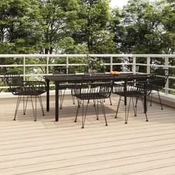 vidaXL 7 Piece Garden Dining Set Black Poly Rattan
