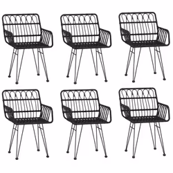 vidaXL 7 Piece Garden Dining Set Black Poly Rattan