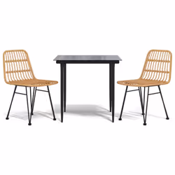 vidaXL Garden Dining Set Poly Rattan Black/Brown Multi Sizes 3/5/7/9 Piece - brown, 80 cm table length/ 3 piece