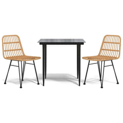 vidaXL Garden Dining Set Poly Rattan Black/Brown Multi Sizes 3/5/7/9 Piece - brown, 80 cm table length/ 3 piece