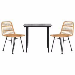vidaXL Garden Dining Set Poly Rattan Black/Brown Multi Sizes 3/5/7/9 Piece - brown, 80 cm table length/ 3 piece