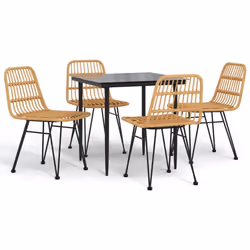 vidaXL Garden Dining Set Poly Rattan Black/Brown Multi Sizes 3/5/7/9 Piece - brown, 80 cm table length/ 5 piece