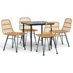 vidaXL Garden Dining Set Poly Rattan Black/Brown Multi Sizes 3/5/7/9 Piece - brown, 80 cm table length/ 5 piece