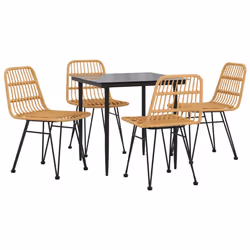 vidaXL Garden Dining Set Poly Rattan Black/Brown Multi Sizes 3/5/7/9 Piece - brown, 80 cm table length/ 5 piece