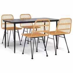 vidaXL Garden Dining Set Poly Rattan Black/Brown Multi Sizes 3/5/7/9 Piece - brown, 140 cm table length/ 5 piece