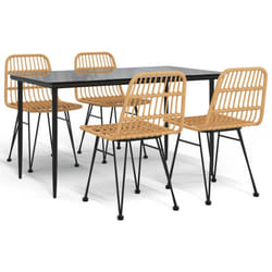 vidaXL Garden Dining Set Poly Rattan Black/Brown Multi Sizes 3/5/7/9 Piece - brown, 140 cm table length/ 5 piece
