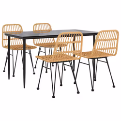 vidaXL Garden Dining Set Poly Rattan Black/Brown Multi Sizes 3/5/7/9 Piece - brown, 140 cm table length/ 5 piece