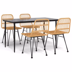 vidaXL Garden Dining Set Poly Rattan Black/Brown Multi Sizes 3/5/7/9 Piece - brown, 160 cm table length/ 5 piece