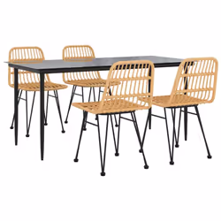 vidaXL Garden Dining Set Poly Rattan Black/Brown Multi Sizes 3/5/7/9 Piece - brown, 160 cm table length/ 5 piece
