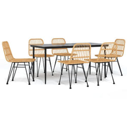 vidaXL Garden Dining Set Poly Rattan Black/Brown Multi Sizes 3/5/7/9 Piece - brown, 160 cm table length/ 7 piece