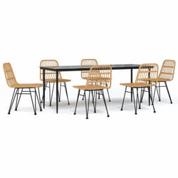 vidaXL Garden Dining Set Poly Rattan Black/Brown Multi Sizes 3/5/7/9 Piece - brown, 200 cm table length/ 7 piece