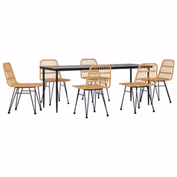 vidaXL Garden Dining Set Poly Rattan Black/Brown Multi Sizes 3/5/7/9 Piece - brown, 200 cm table length/ 7 piece