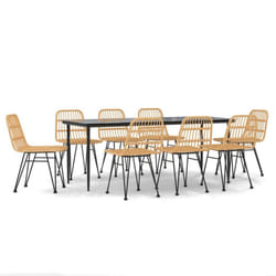 vidaXL Garden Dining Set Poly Rattan Black/Brown Multi Sizes 3/5/7/9 Piece - brown, 200 cm table length/ 9 piece