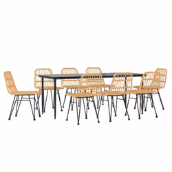 vidaXL Garden Dining Set Poly Rattan Black/Brown Multi Sizes 3/5/7/9 Piece - brown, 200 cm table length/ 9 piece