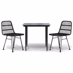 vidaXL Garden Dining Set Poly Rattan Black/Brown Multi Sizes 3/5/7/9 Piece - black, 80 cm table length/ 3 piece