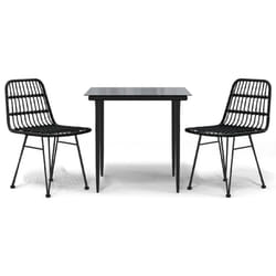 vidaXL Garden Dining Set Poly Rattan Black/Brown Multi Sizes 3/5/7/9 Piece - black, 80 cm table length/ 3 piece