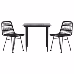 vidaXL Garden Dining Set Poly Rattan Black/Brown Multi Sizes 3/5/7/9 Piece - black, 80 cm table length/ 3 piece