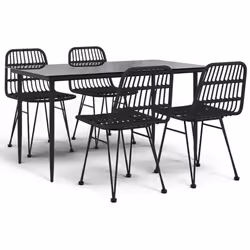 vidaXL Garden Dining Set Poly Rattan Black/Brown Multi Sizes 3/5/7/9 Piece - black, 140 cm table length/ 5 piece