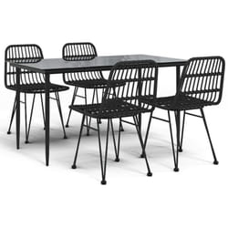 vidaXL Garden Dining Set Poly Rattan Black/Brown Multi Sizes 3/5/7/9 Piece - black, 140 cm table length/ 5 piece