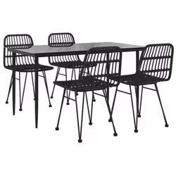 vidaXL Garden Dining Set Poly Rattan Black/Brown Multi Sizes 3/5/7/9 Piece - black, 140 cm table length/ 5 piece
