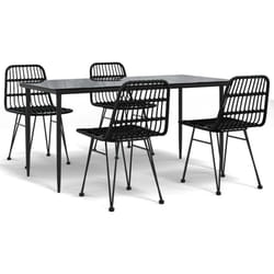 vidaXL Garden Dining Set Poly Rattan Black/Brown Multi Sizes 3/5/7/9 Piece - black, 160 cm table length/ 5 piece