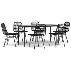 vidaXL Garden Dining Set Poly Rattan Black/Brown Multi Sizes 3/5/7/9 Piece - black, 160 cm table length/ 7 piece