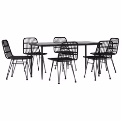 vidaXL Garden Dining Set Poly Rattan Black/Brown Multi Sizes 3/5/7/9 Piece - black, 160 cm table length/ 7 piece