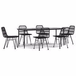 vidaXL Garden Dining Set Poly Rattan Black/Brown Multi Sizes 3/5/7/9 Piece - black, 200 cm table length/ 7 piece