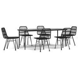 vidaXL Garden Dining Set Poly Rattan Black/Brown Multi Sizes 3/5/7/9 Piece - black, 200 cm table length/ 7 piece