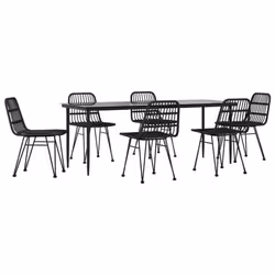 vidaXL Garden Dining Set Poly Rattan Black/Brown Multi Sizes 3/5/7/9 Piece - black, 200 cm table length/ 7 piece