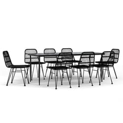 vidaXL Garden Dining Set Poly Rattan Black/Brown Multi Sizes 3/5/7/9 Piece - black, 200 cm table length/ 9 piece