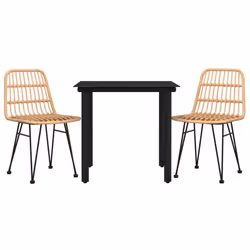 vidaXL 3 Piece Garden Dining Set Poly Rattan